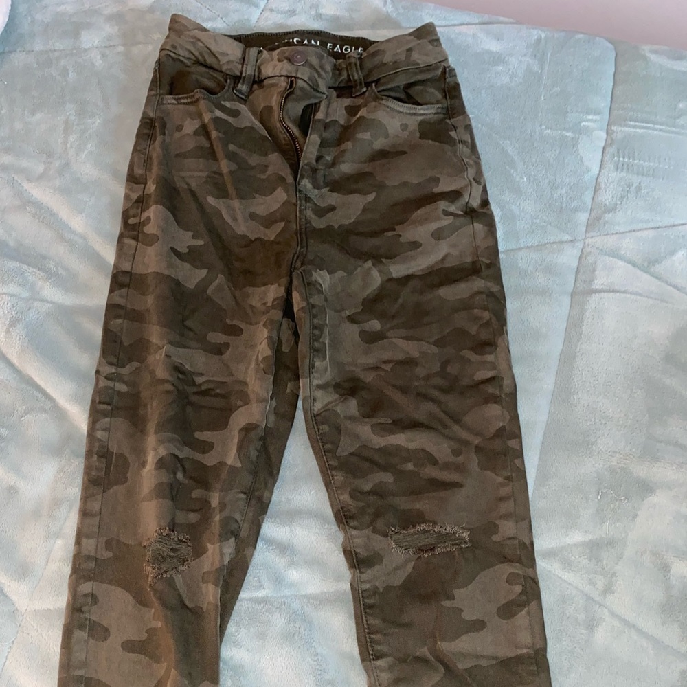 American Eagle Camo Ripped Skinny Jeans